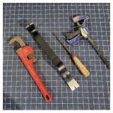 G3 4Pc Flat bar Pipe wrench wood clamp