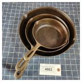 S3 3pc Cast iron pan set