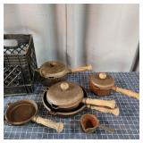L6 6pc Cast iron Cookware Wooden handles