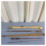 P2 3Pc Cain /wood Fishing pole