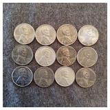 LB 12Pc Pennies Wartime 1943 Steel 12-piece lot of