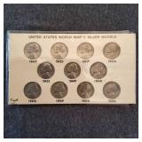 LB war time Nickels 1942-1945 Silver Wartime silve