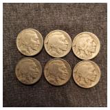 LB 6PC Buffalo Nickles 1934-1936 6-piece lot of Bu