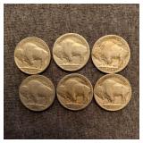 LB 6Pc Buffalo Nickles 1930-1937 6-piece lot of Bu