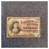 LB Fractional currency 10 cents 1863 1863 Fraction