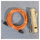 Q3 2Pc power strip 6 Plug Extention cord 25 FT