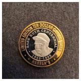 LB Casino token 10 Dollar Babe ruth Harrahs .999 s