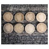 LB 8 PC Barber Dime 1897-1916 Silver 8-piece Barbe