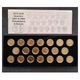 LB Proof sets Quarters 2001-2002 P/D 24KT Gold pla