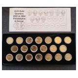 LB Proof sets Quarters 2003-2004 P/D 24KT Gold pla