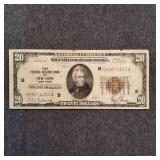 LB federal reserve note twenty 1929 New york 1929
