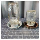 D7 2pc Antique glass Chicken Waterers