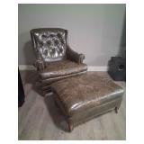 Vintage Leather Chair w/ Ottoman w/ casters