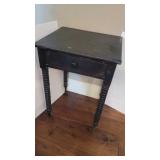Primative spool leg nightstand w/ drawer