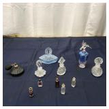 L4 11Pc Vintage glass perfume bottles candy dish