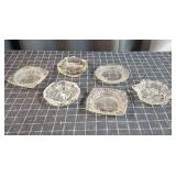L5 6pc pressed glass Ashtrays