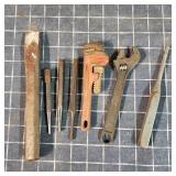 T2 7pc Rigid 6' pipe wrench, chisel,