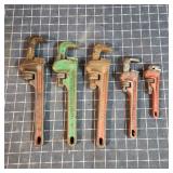 T2 5pc Rigid Pipe wrenches 6' to 10'