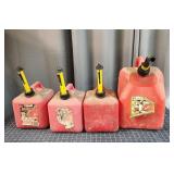 N5 4pc Gas Cans (3) 2 Gal, (1) 5gal