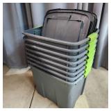 E1 8pc Sterilite Totes with Lids 17x17x22' grey w/