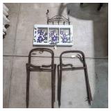 4pc painted window, cloths ha Vintage hay hooks