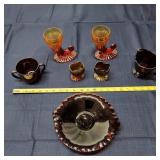 L4 7Pc Cranberry Glassware Plat Cup