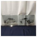 H3 2pc Glass panels Vintage Automotive 16x11 inch