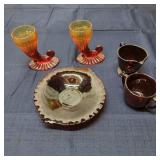 L4 5Pc Vase Amberina Plate Cup