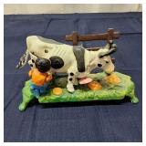 C3 Cow and farmer Coin bank 9" x 4" Cast iron