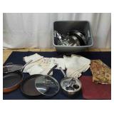 J3 15+Pc fry pans Hot pads Doily Table cloths