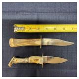 Q2 2Pc Bone style handle Knives fixed blade