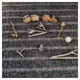 MC 11Pc Tie clips Cufflinks Gold and silver tone j