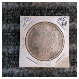 LB Morgan Dollar 1921 D Silver
