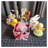 D6 6pc Easter Decor: Figurines, Lamp,