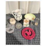 L6 9pc decorative items pitcher, bowl, dish, triv