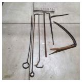YD 6 pcs vintage yard tools 4 to 5 feet