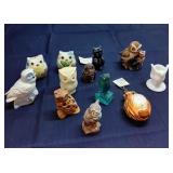 I2 12Pc Glass , stone Owls