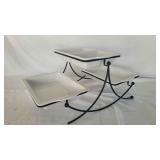 F 3 Tier Wire and Ceramic Food Stand