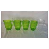F Green and Clear Plastic Drink Pitchers