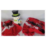 F Ceramic Snowman Drink Dispenser Santa Aprons