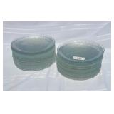 E 38pc Glass Leaf Pattern Plates