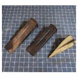 Set of three wood splitting wedges for log splitti