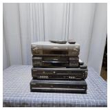 Lot of four video cassette and DVD players includi