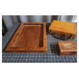 S3 - Vintage Wooden Boxes and Serving Tr Collectio