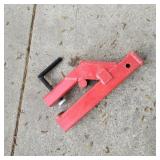 Heavy-duty red painted steel clamp-on hitch receiv