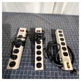 G3 - Lot of 3 Heavy Duty Power Strips wi Three ind
