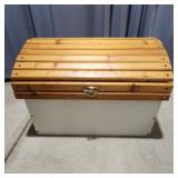 I3 - Wooden Dome-Top Storage Chest with Handmade d