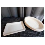 L4 - New White Plastic Serving Trays and Lot of 20
