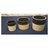 Set of 3 Two-Tone Stoneware Crocks - R.R Set of th