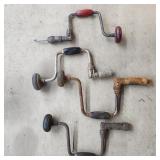 T2 - Vintage Hand Crank Drills and Brace Lot of 4